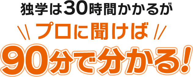 独学は30時間かかるが、プロに聞けば90分で分かる!