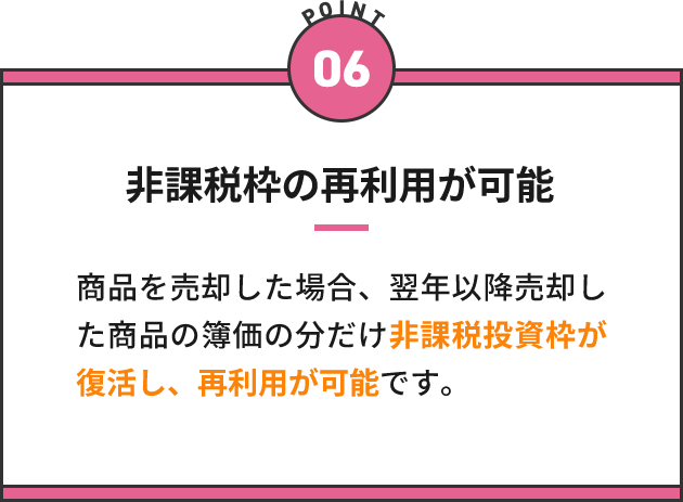 非課税枠の再利用が可能