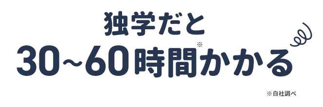 独学だと30〜60時間かかる ※自社調べ